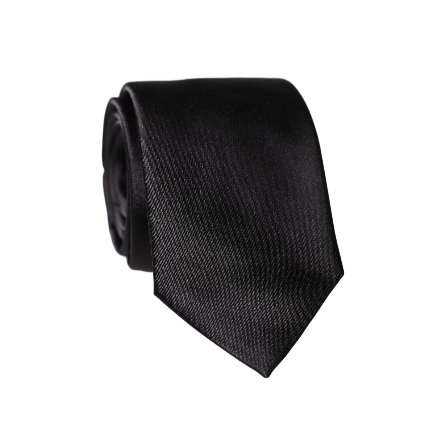 Dolce & Gabbana Black Solid 100% Silk Adjustable Men Tied Necktie Tie