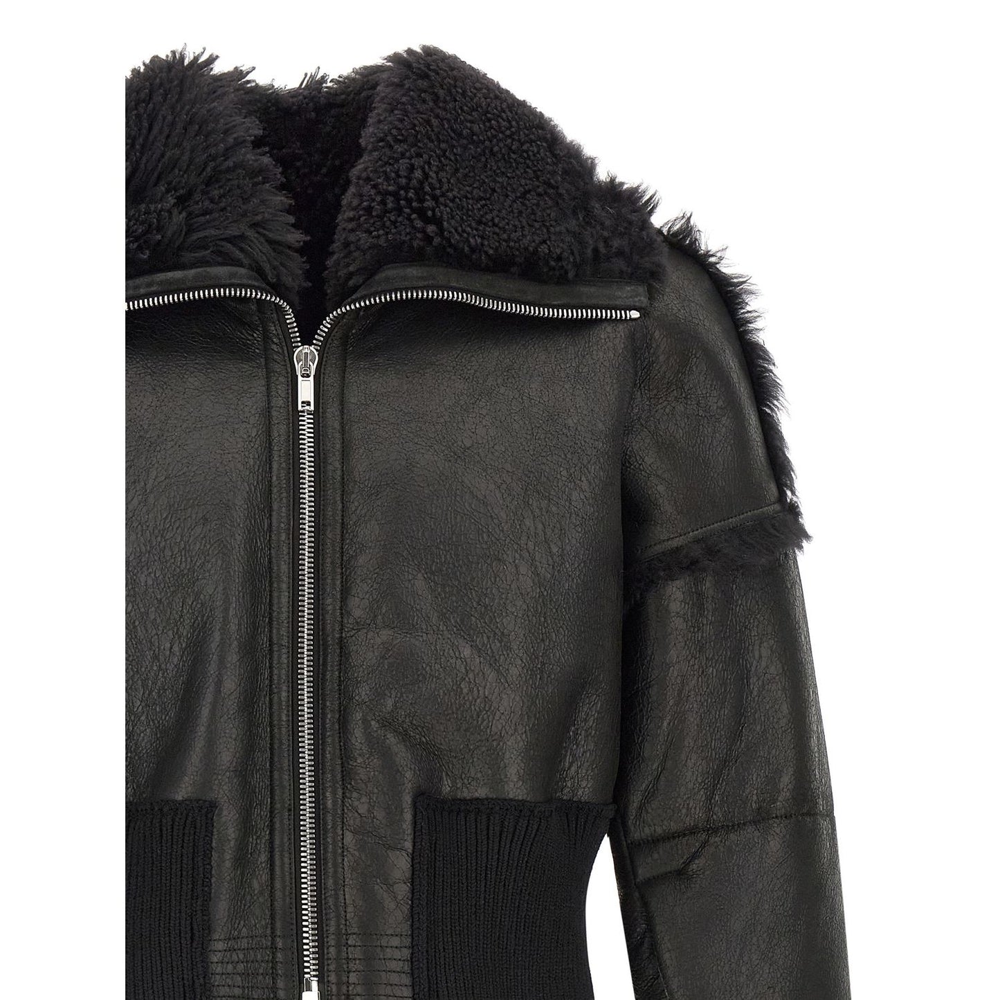 Rick Owens Black Lamb Fur Leather Jacket