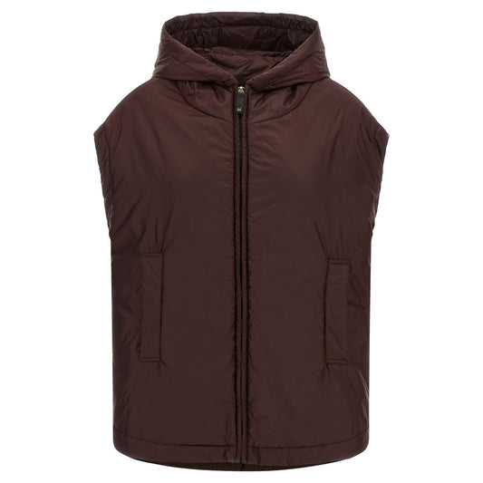 Max Mara Bordeaux Polyester Sleeveless Jacket