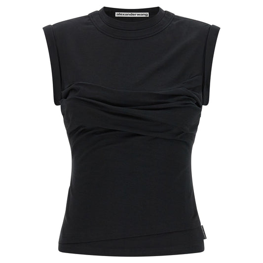 Alexander Wang Black Cotton Sleeveles T-Shirt
