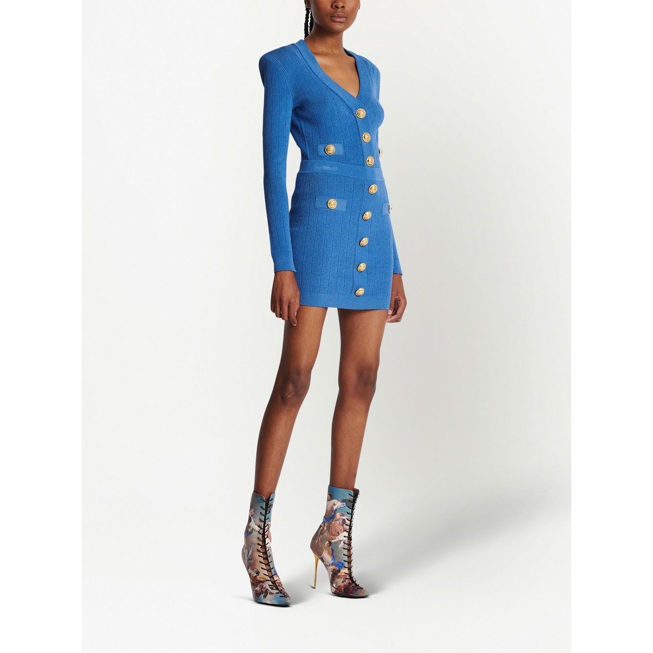 Balmain Button-detail knitted miniskirt Skirts