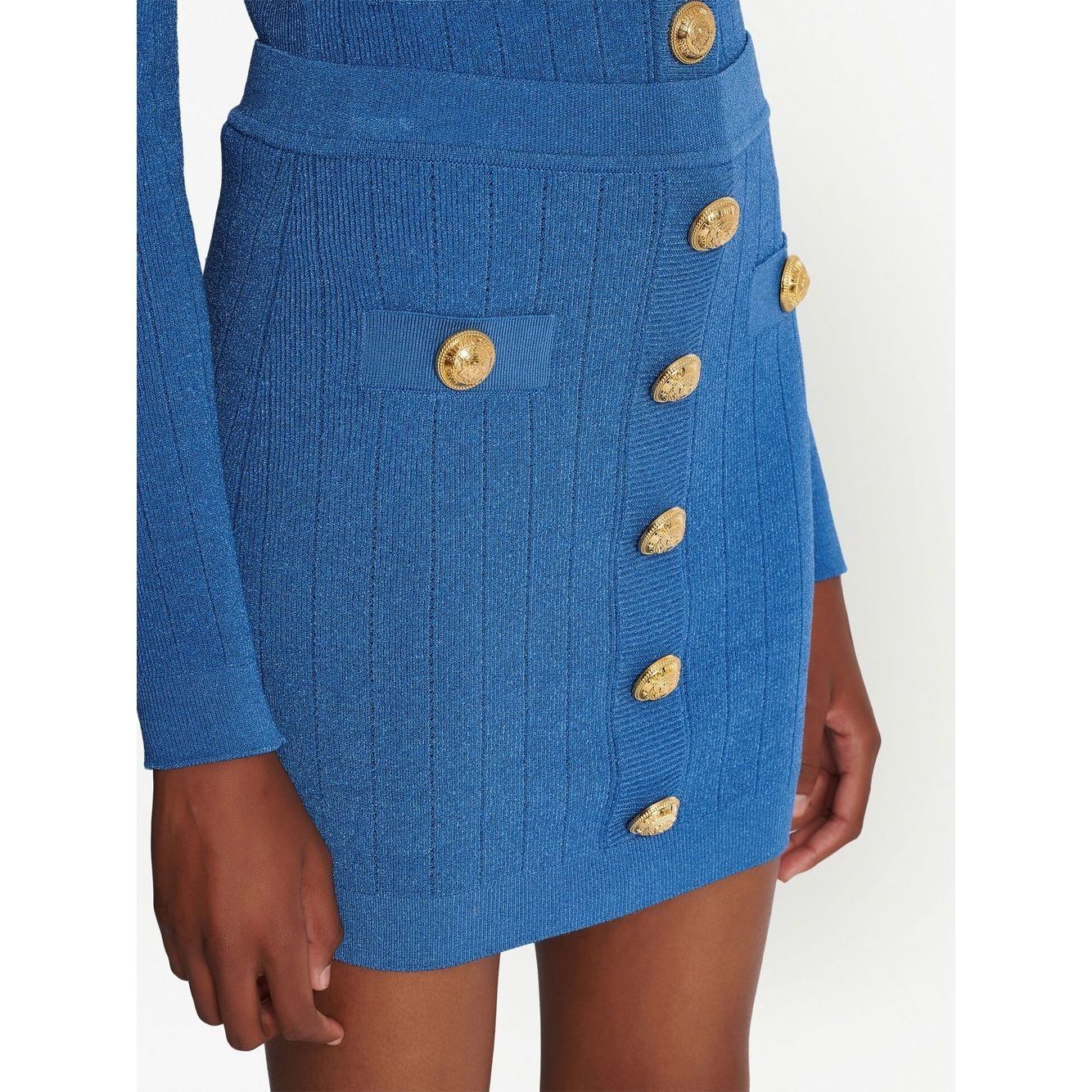 Balmain Button-detail knitted miniskirt Skirts