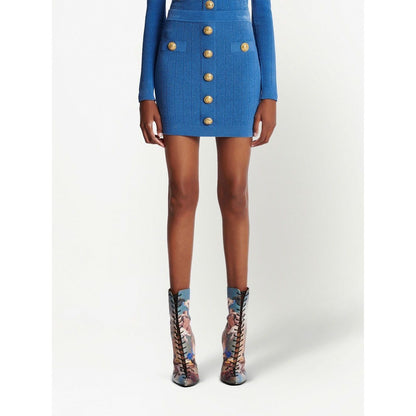 Balmain Button-detail knitted miniskirt Skirts