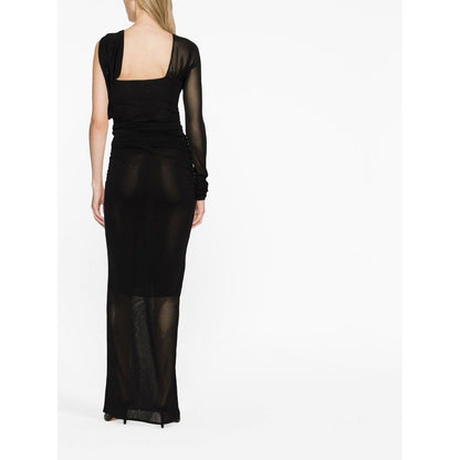 Saint Laurent semi-sheer one-sleeve long dress Dresses
