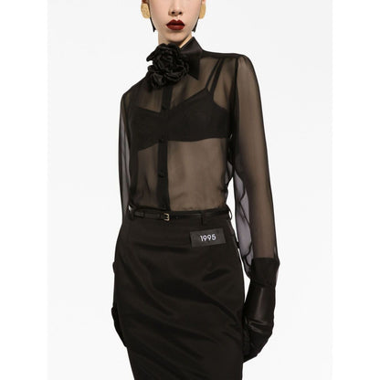 Dolce & Gabbana Silk chiffon shirt with satin details Shirts