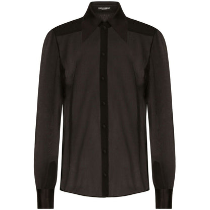 Dolce & Gabbana Silk chiffon shirt with satin details Shirts