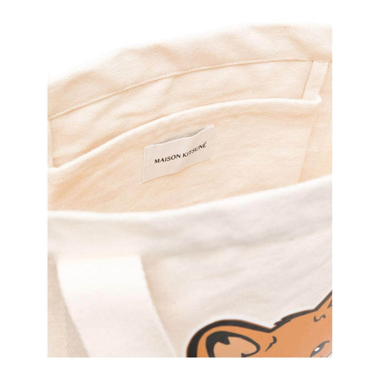 Maison Kitsuné Maison Kitsune fox head-print cotton tote Shopper