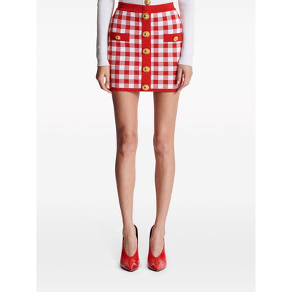 Balmain Gingham fine-knit miniskirt Skirts