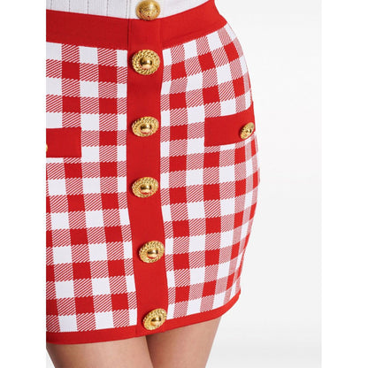 Balmain Gingham fine-knit miniskirt Skirts
