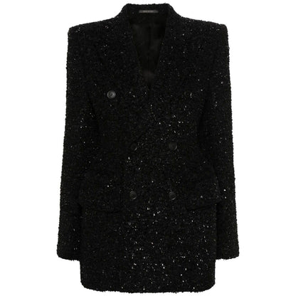Balenciaga Hourglass tweed-texture padded-shoulder wool-blend blazer Jackets