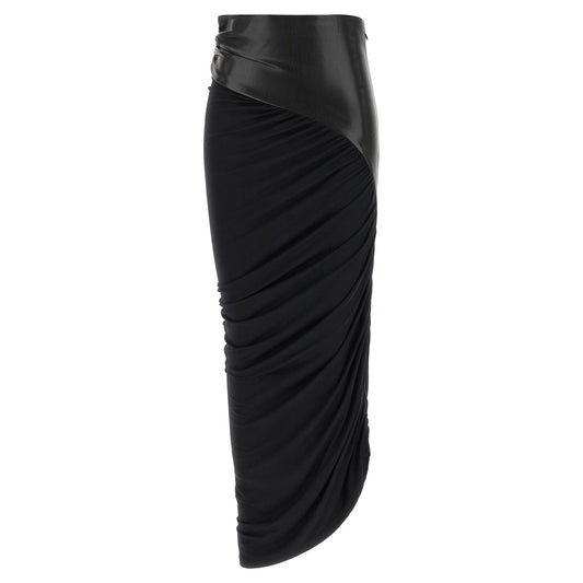 The Andamane Black Viscose Midi Skirt