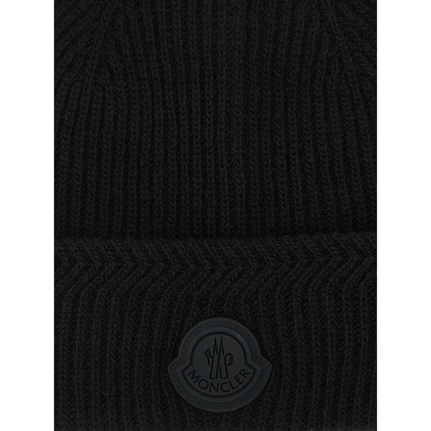 Moncler Black Virgin Wool Beanie