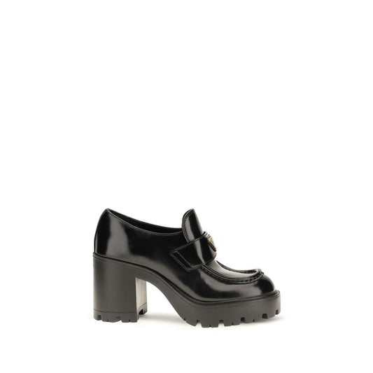 Prada Black Calf Leather Bos Taurus Platform Loafers