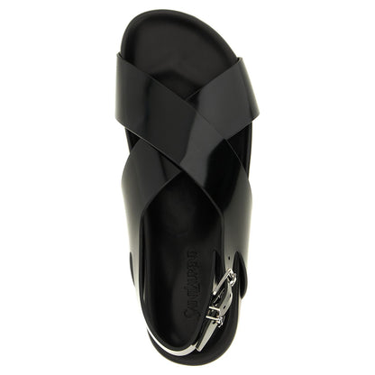 Saint Laurent Black Calfskin Flat Sandals