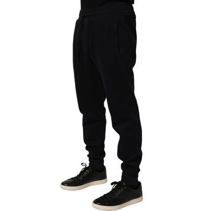 Dolce & Gabbana Blue Cotton Drawstring Jogger Trouser Pants