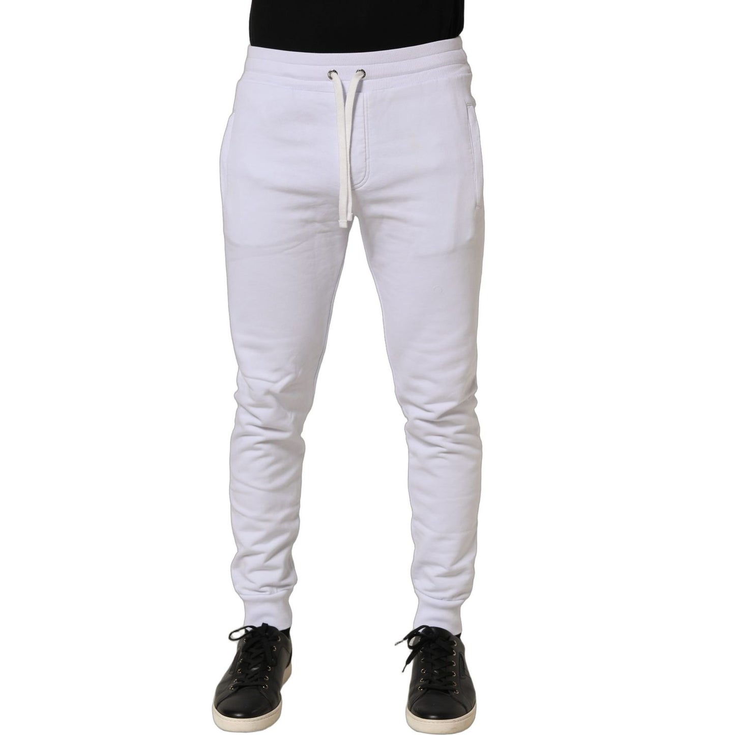 Dolce & Gabbana White Cotton Drawstring Jogger Trouser Pants