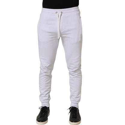 Dolce & Gabbana White Cotton Drawstring Jogger Trouser Pants