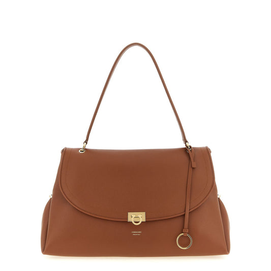 Ferragamo Brown Calfskin Shoulder Bag
