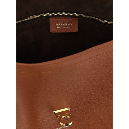 Ferragamo Brown Calfskin Shoulder Bag
