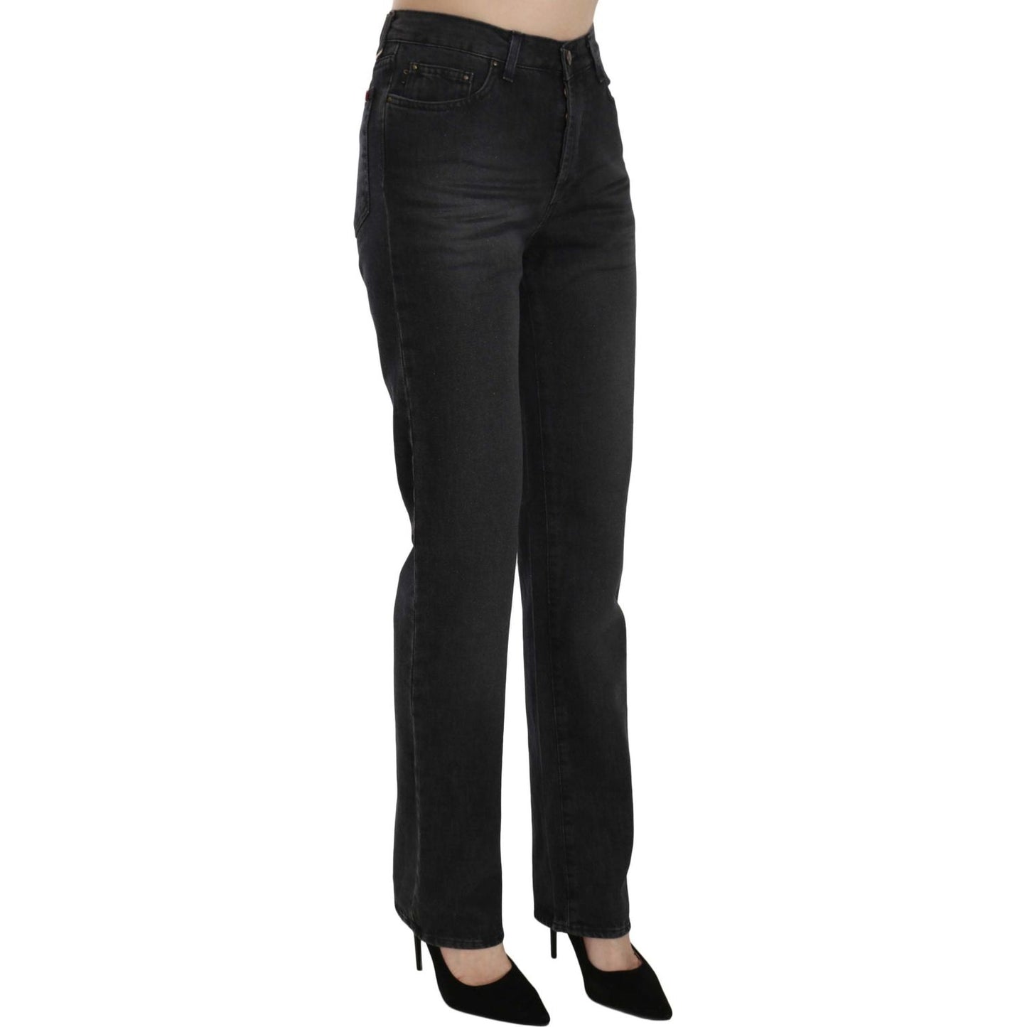 Just Cavalli Black Washed High Waist Straight Denim Pants Jeans Jeans & Pants