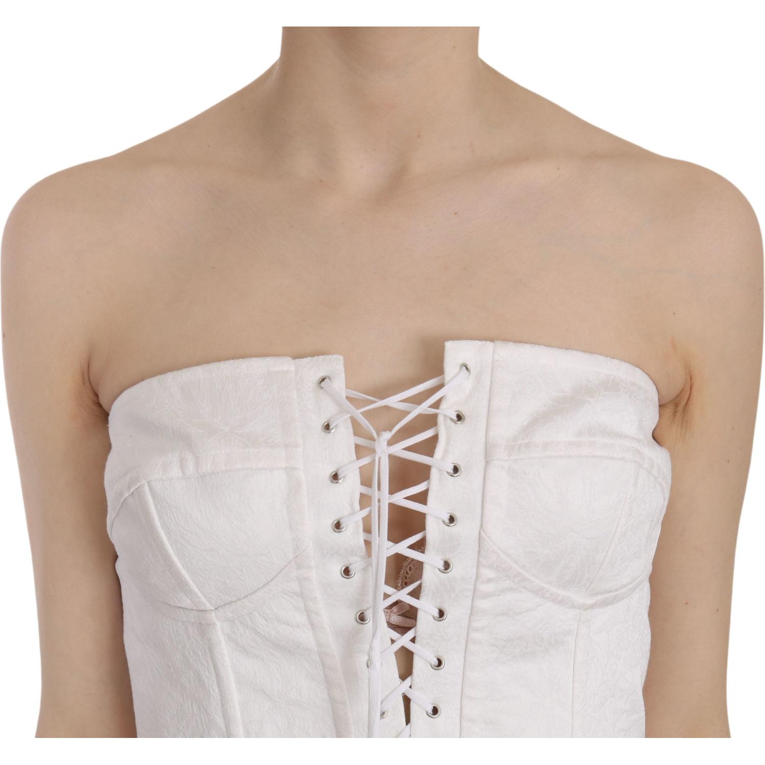 Dolce & Gabbana White PALERMO Cotton Bustier Top Corset