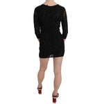 John Richmond Elegant Black Silk Mini Dress with Sequins John Richmond Rosy Brown