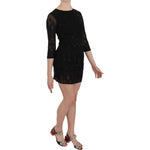 John Richmond Elegant Black Silk Mini Dress with Sequins John Richmond Rosy Brown