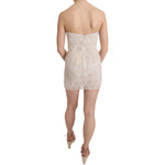 John Richmond Chic Beige Embellished Silk Mini Dress Dresses John Richmond Tan