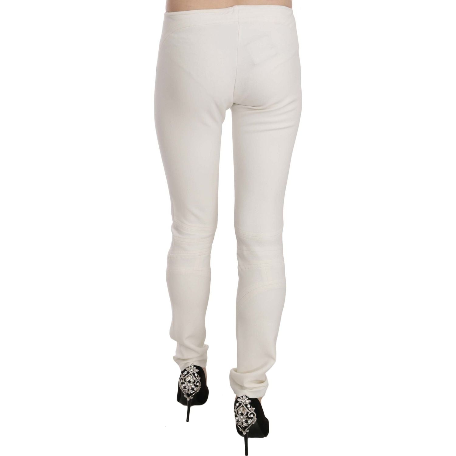 Just Cavalli White Mid Waist Skinny Dress Trousers Pants