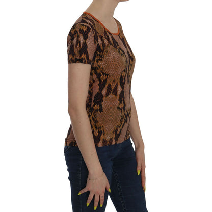 Just Cavalli Snake Skin Print Short Sleeve Top T-shirt