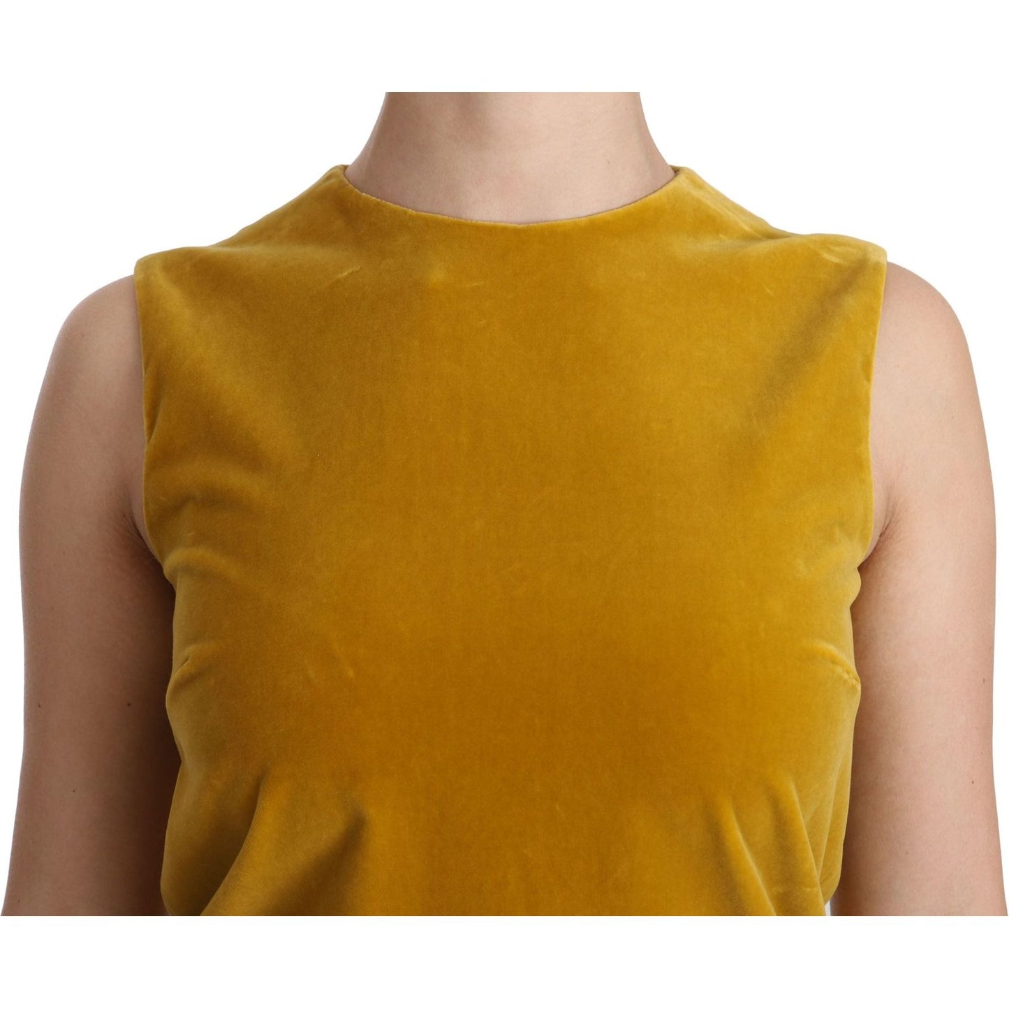 Dolce & Gabbana Mustard Velvet Stretch Shift Mini Dress DR2089-40