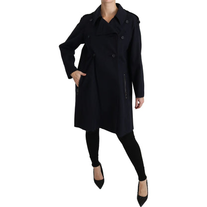 Dolce & Gabbana Coat Blue Cotton Women Trench Jacket Coats & Jackets