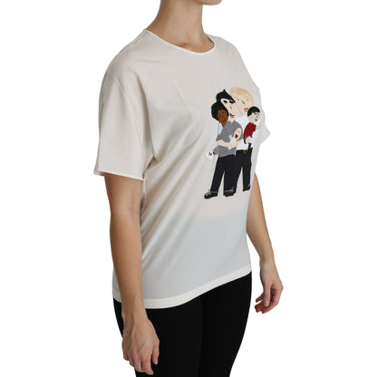 Dolce & Gabbana White #dgfamily Patch Short Sleeve Blouse Top