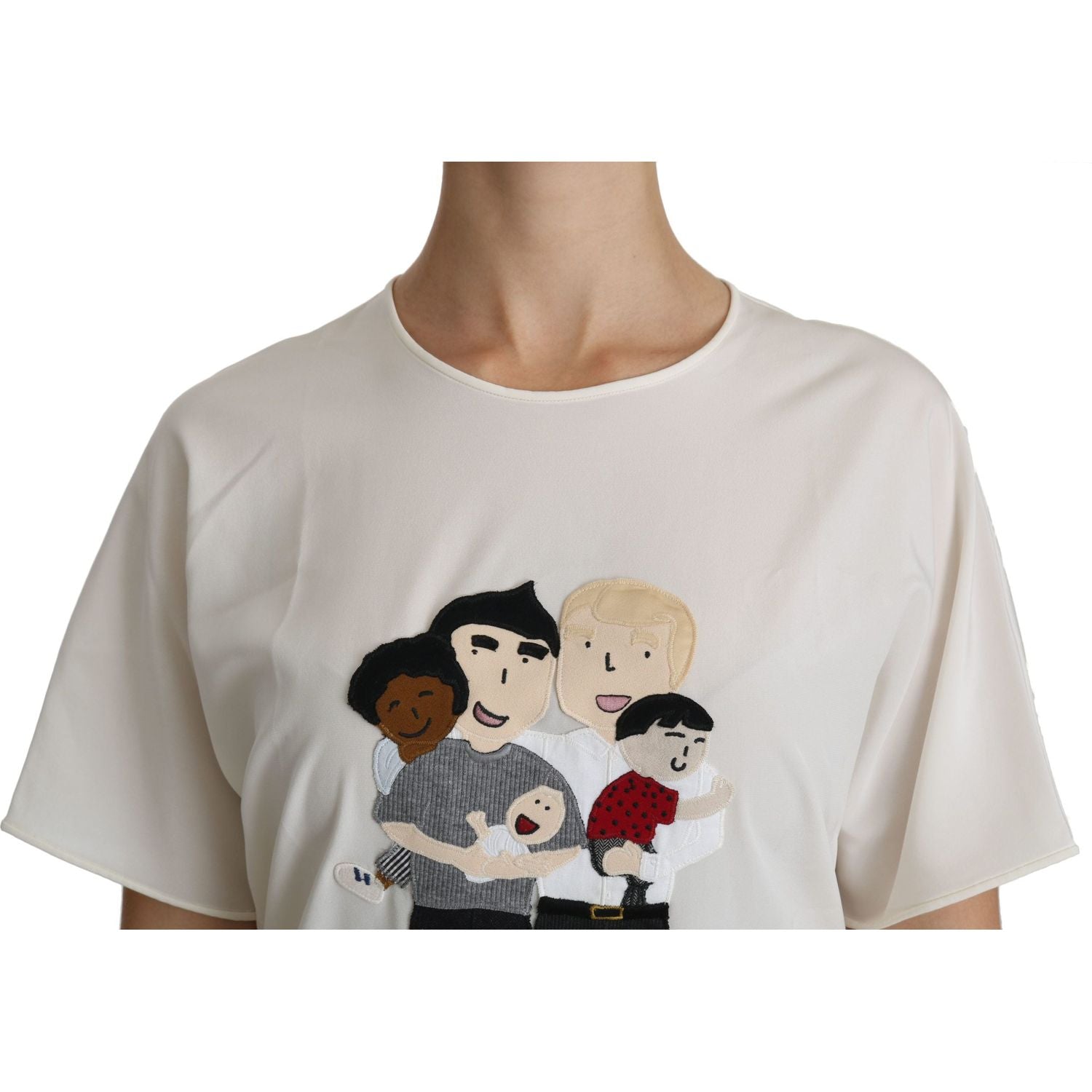 بلوزة دولتشي آند غابانا الأنيقة المصنوعة من مزيج الحرير ذات الرقبة المستديرة