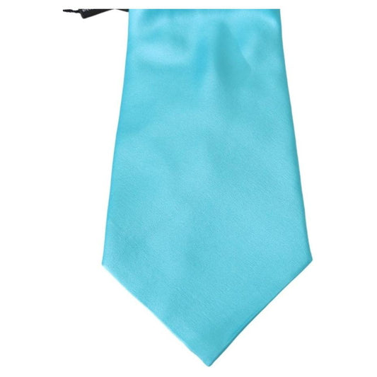Dolce & Gabbana Light Blue Wide Mens Necktie Accessory 100% Silk Tie CRA1011