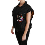 Dolce & Gabbana Black Queen Crown Sequined Bomber Jacket JKT2518-36