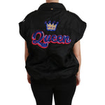 Dolce & Gabbana Black Queen Crown Sequined Bomber Jacket JKT2518-36