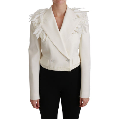 Dolce & Gabbana White Double Breasted Coat Wool Jacket