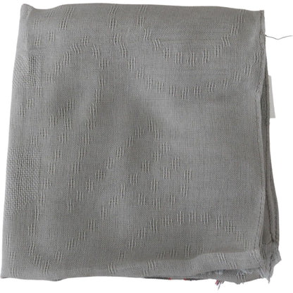 Costume National Gray Fringe Neck Wrap Cotton Scarf Scarves
