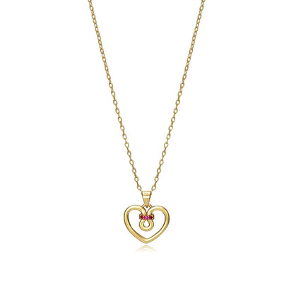 Gold heart necklace with gemstones, suitable for ladies, featuring a delicate design perfect as a gift for special occasions.