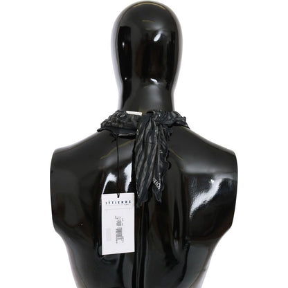 Costume National Black Gray Viscose Foulard Branded Scarf Scarves