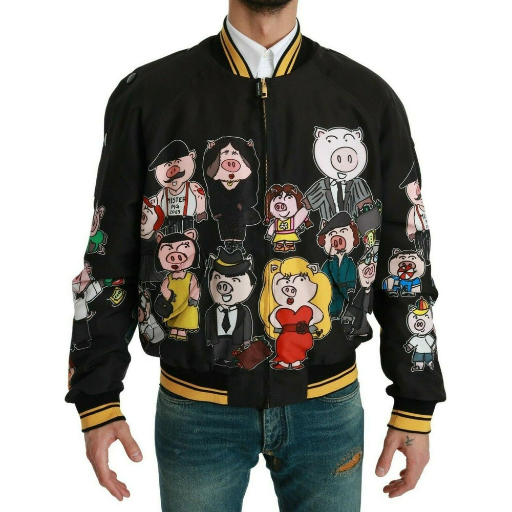 Dolce & Gabbana Black YEAR OF THE PIG Bomber Jacket JKT2609-48