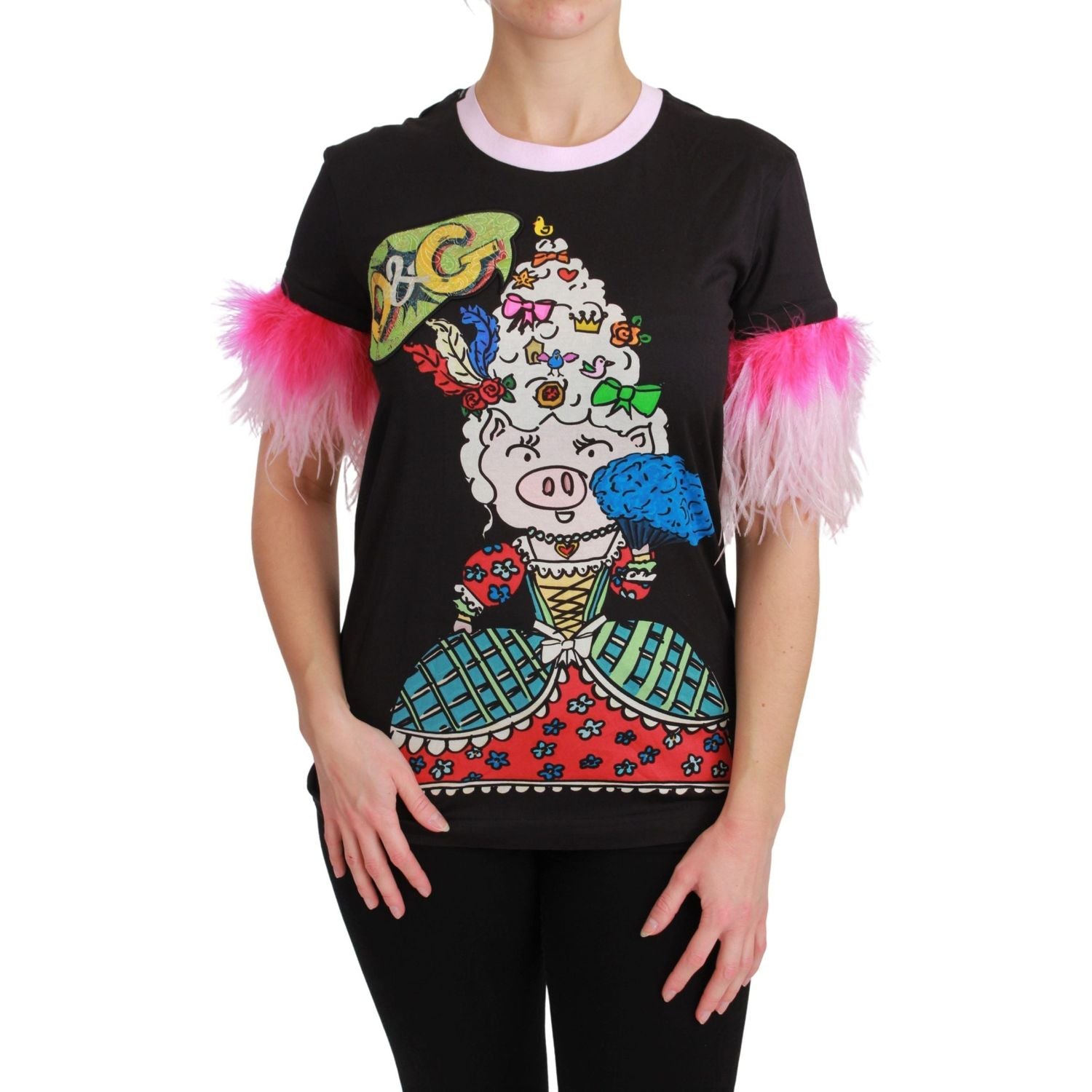 Dolce & Gabbana Black YEAR OF THE PIG Top Cotton  T-shirt