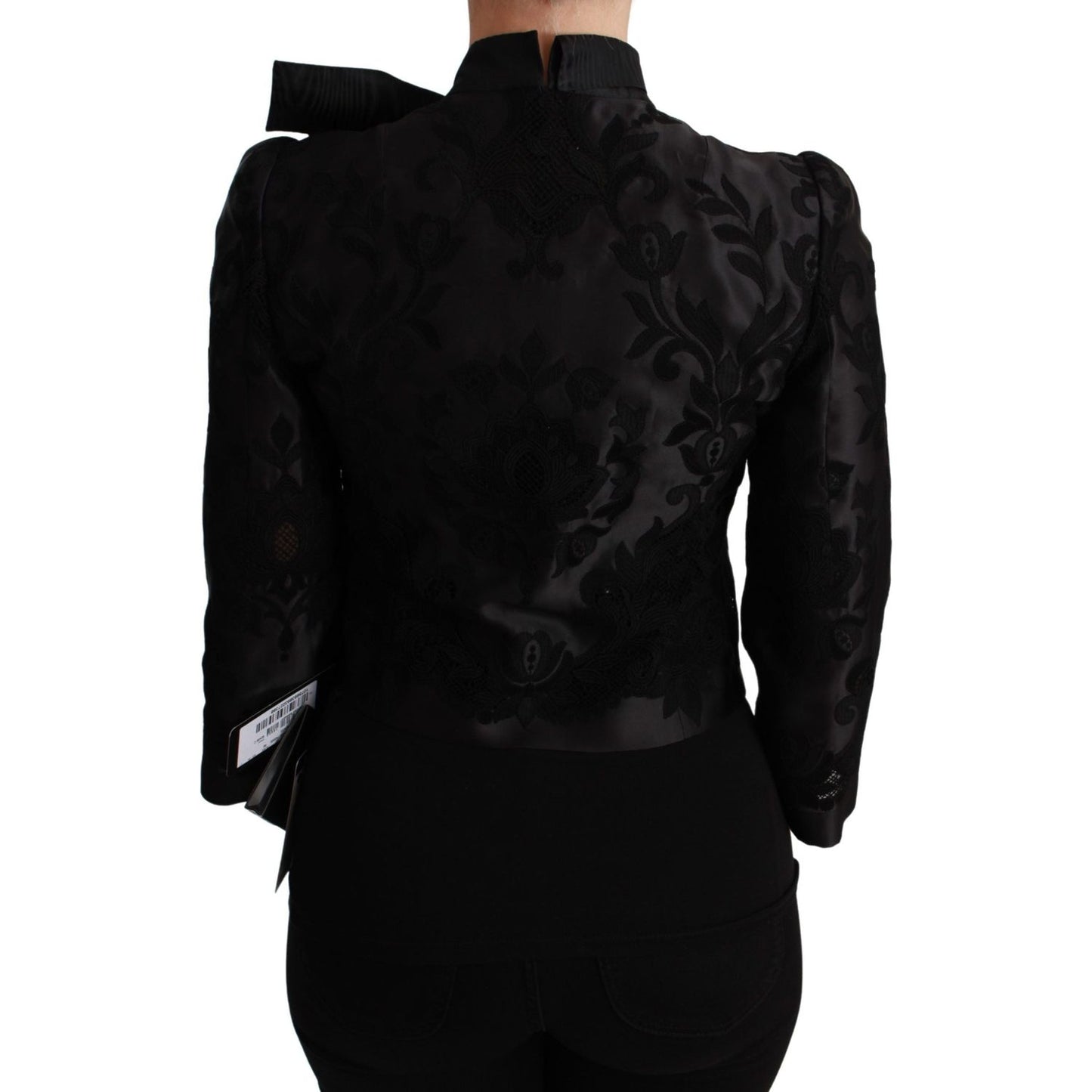 Dolce & Gabbana Black Floral Jacquard Blazer Silk Jacket Coats & Jackets