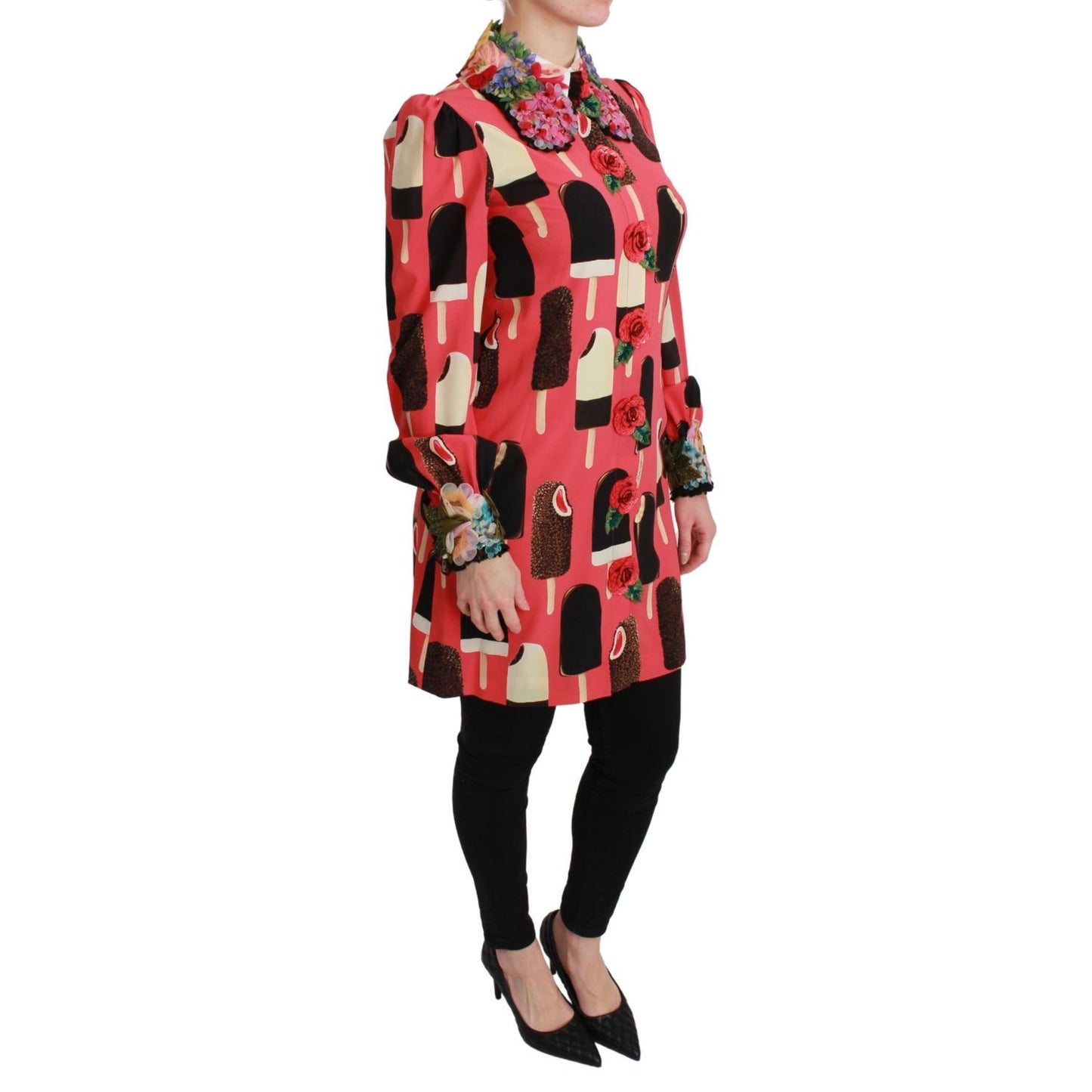 Dolce & Gabbana Pink Ice Cream Roses Sequined Dress