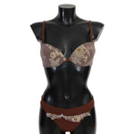 PINK MEMORIES Brown Lace Beachwear Two Piece Bikini Swimsuit