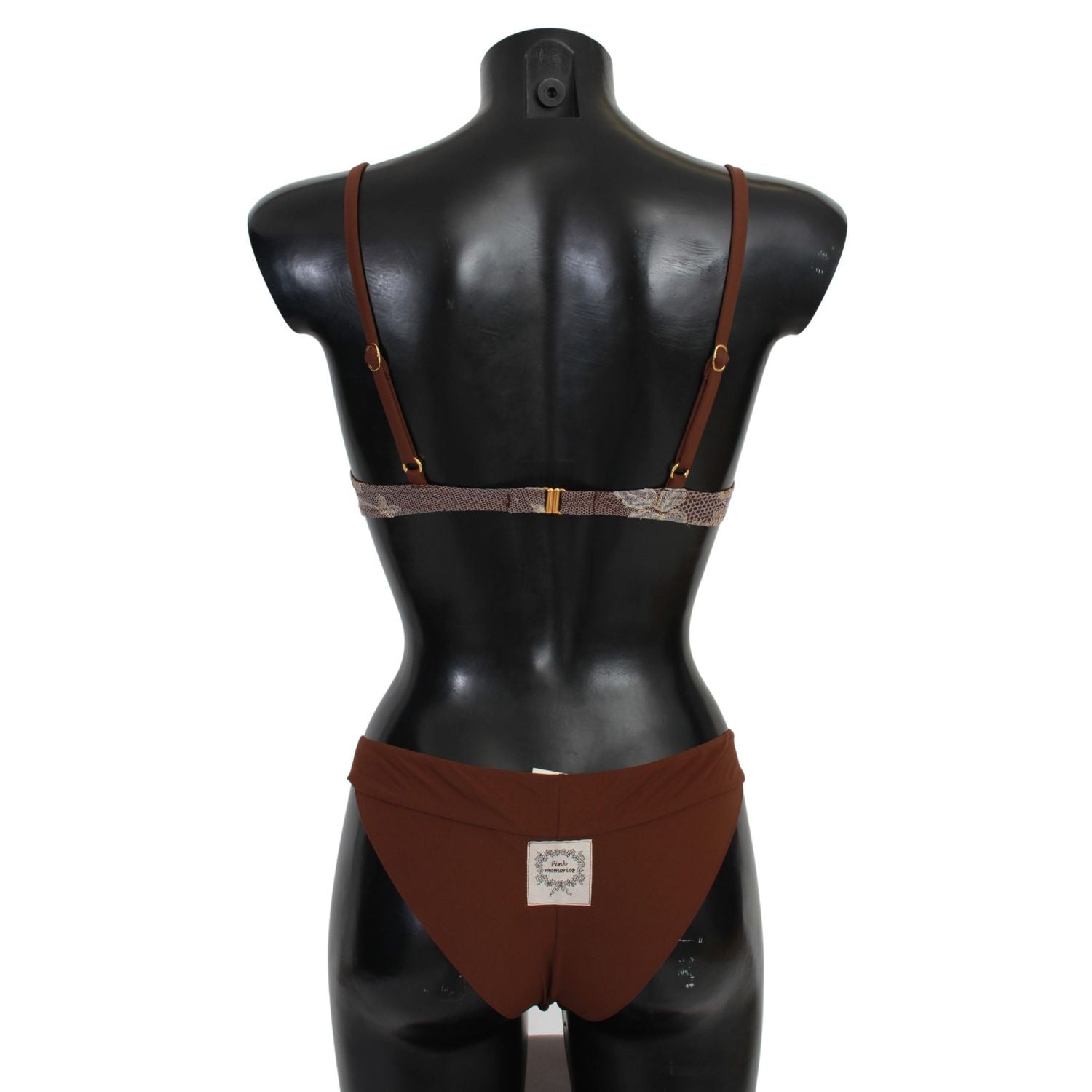 PINK MEMORIES بدلة سباحة أنيقة من قطعتين مصنوعة من الدانتيل باللون البني