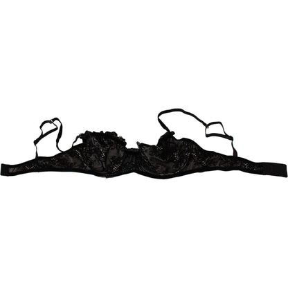 Ermanno Scervino Black Mesh Balconcino Bra Nylon Underwear