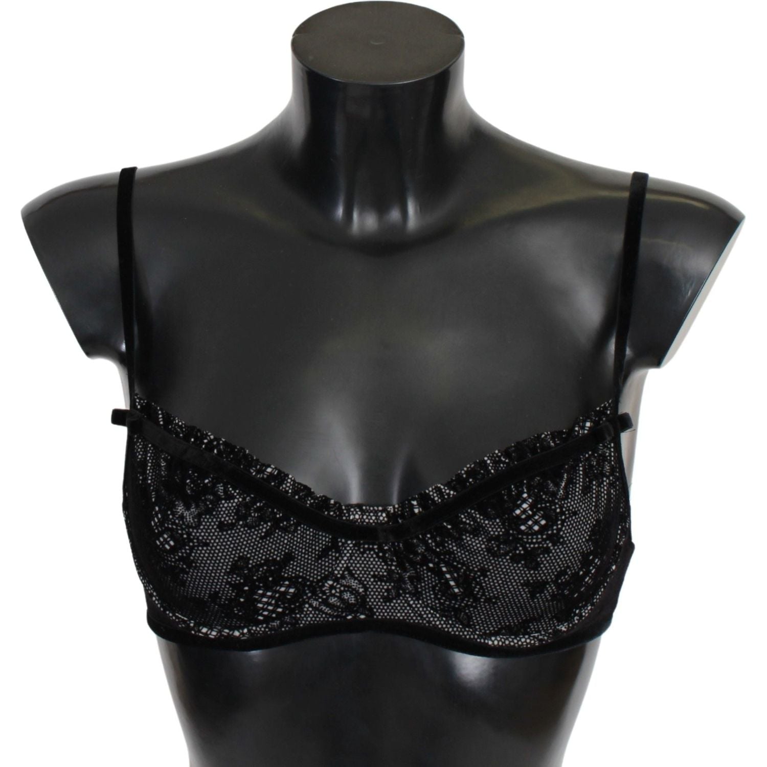 Ermanno Scervino Black Mesh Balconcino Bra Nylon  Underwear
