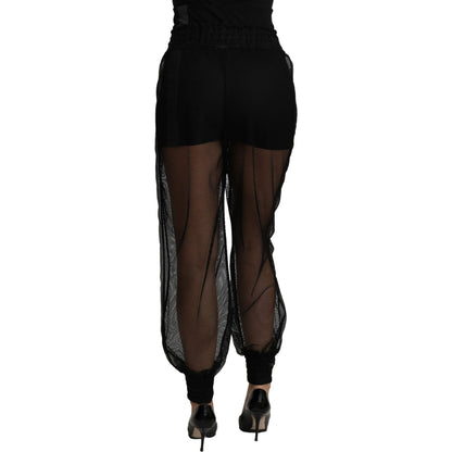 Dolce & Gabbana Black See Through Jogger Polyester Pants Jeans & Pants
